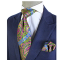 Krazy Paisley E10 | Midnight Navy Fushia & Lime | Tie & Pocket Square