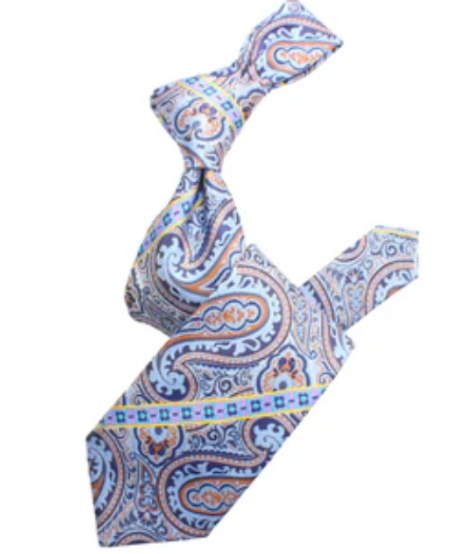 Krazy Paisley E2 | Sky Blue & Brown | Tie & Pocket Square