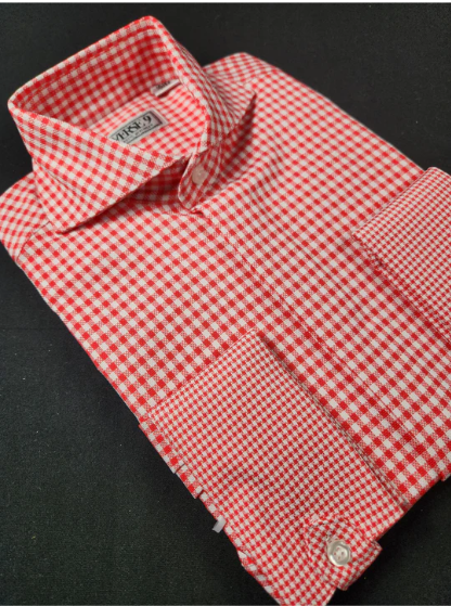Spread Collar | Red Check | French Cuff Shirt