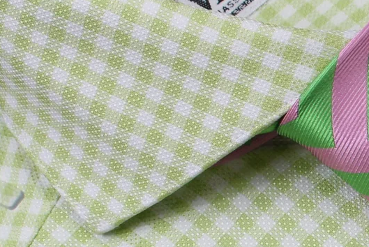 Spread Collar | Green Check | French Cuff Shirt