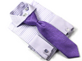 Spread Collar | Lavender Check | French Cuff Shirt