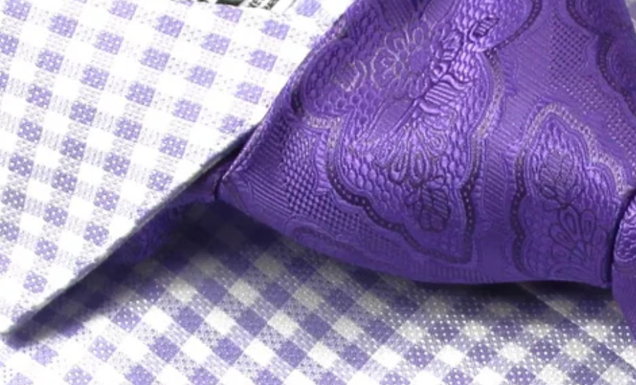 Spread Collar | Lavender Check | French Cuff Shirt