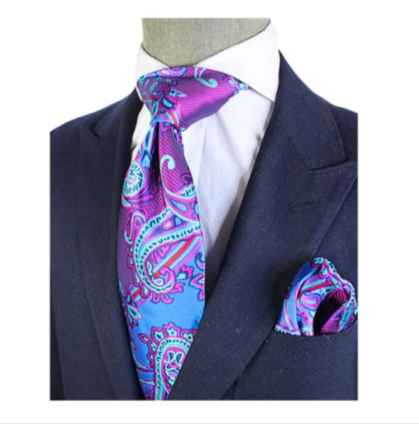 Krazy Paisley C8 | Majenta & Blue | Tie & Pocket Square