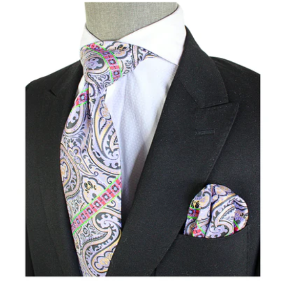 Krazy Paisley E3 | Lavender Tan & Blk | Tie & Pocket Square