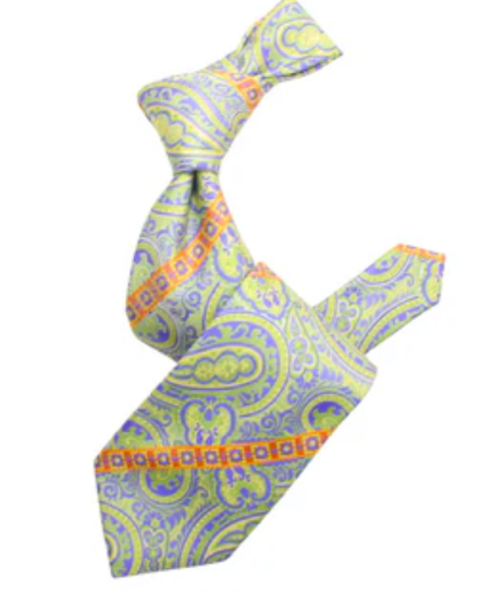 Krazy Paisley E4 | Green & Purple | Tie & Pocket Square