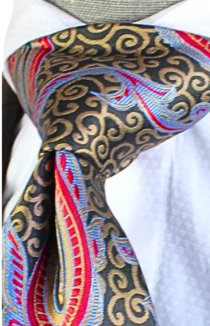 Krazy Paisley K7 | Blk Taupe & Red | Tie & Pocket Square