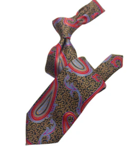 Krazy Paisley K7 | Blk Taupe & Red | Tie & Pocket Square