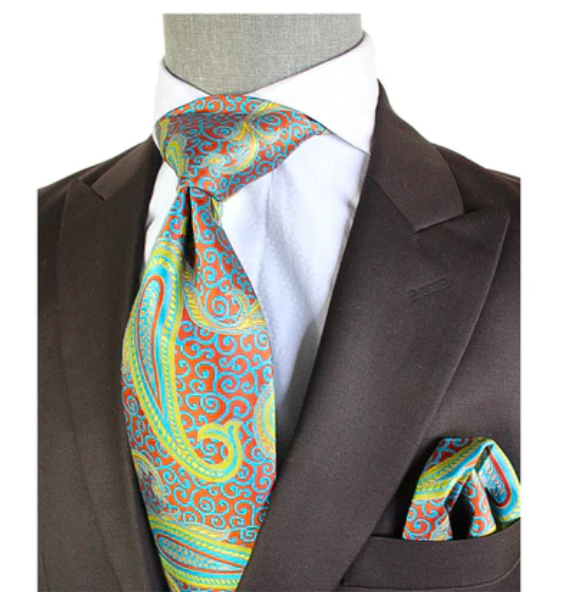 Krazy Paisley K2 | Carmel Green & Teal | Tie & Pocket Square