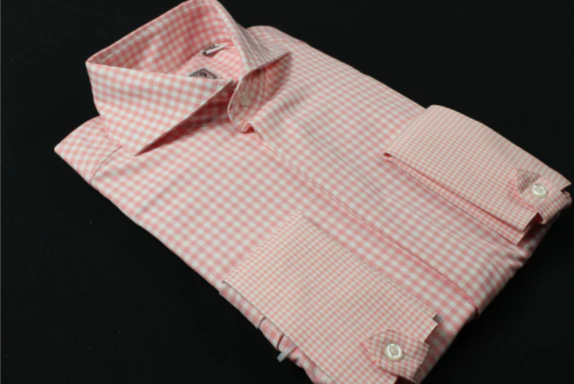 Spread Collar | Pink Check | French Cuff Shirt