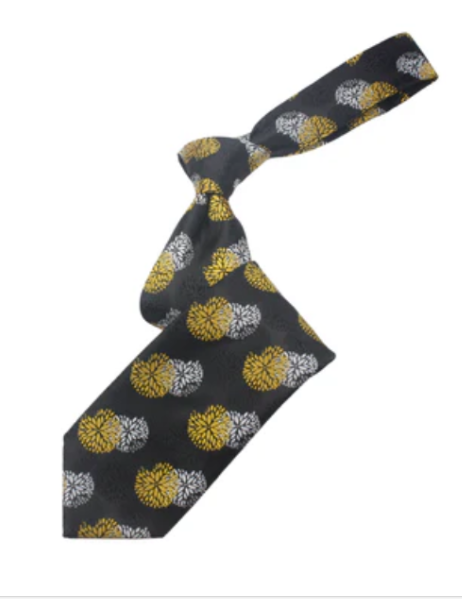 Doha 1 | Black Yellow & White Floral | Tie & Pocket Square