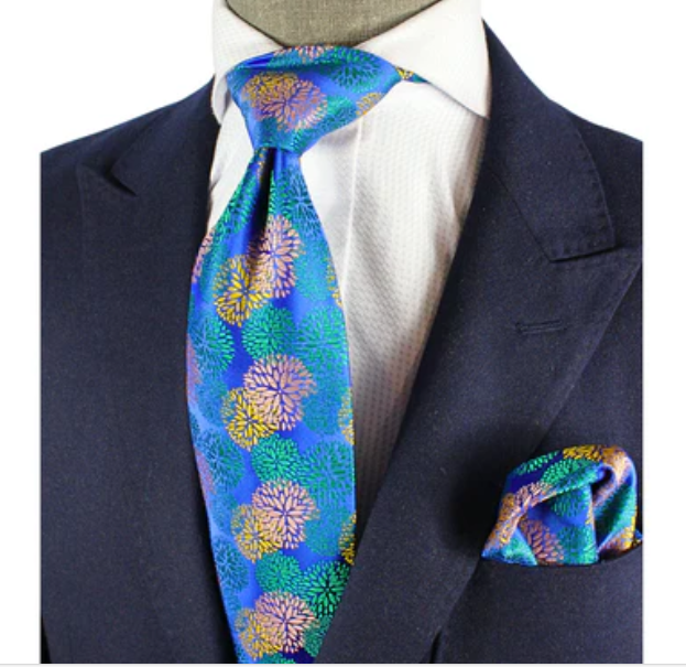 Doha 3 | Royal Green & Yellow Floral | Tie & Pocket Square