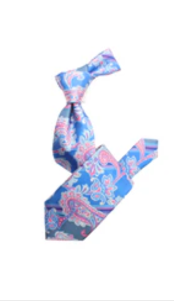 Krazy Paisley C3 | Blue & Pink | Tie & Pocket Sqaure