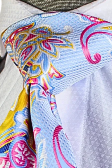 Krazy Paisley C4 | Sky Blue Yellow & Pink | Tie & Pocket Sqaure