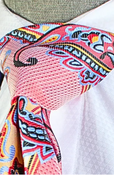 Krazy Paisley C5 | Champaign Red & Sky Blue | Tie & Pocket Sqaure