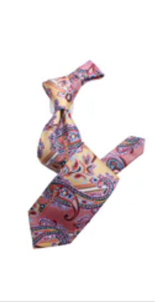 Krazy Paisley C5 | Champaign Red & Sky Blue | Tie & Pocket Sqaure