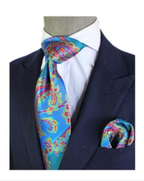 Krazy Paisley C6 | Teal & Fushia | Tie & Pocket Sqaure