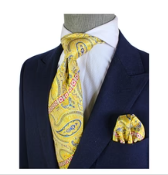 Krazy Paisley E5 | Yellow & Blue | Tie & Pocket Sqaure