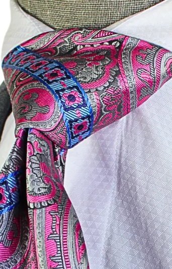 Krazy Paisley E6 | Grey & Pink | Tie & Pocket Sqaure