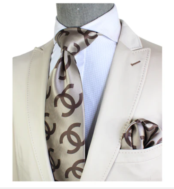 CC 8 | Taupe & Brown | Tie & Pocket Square