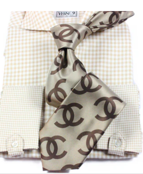 CC 8 | Taupe & Brown | Tie & Pocket Square