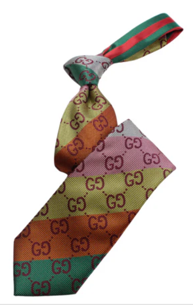 GG Stripe A10 | Orange/Yellow/Grey/Green | Tie & Pocket Square