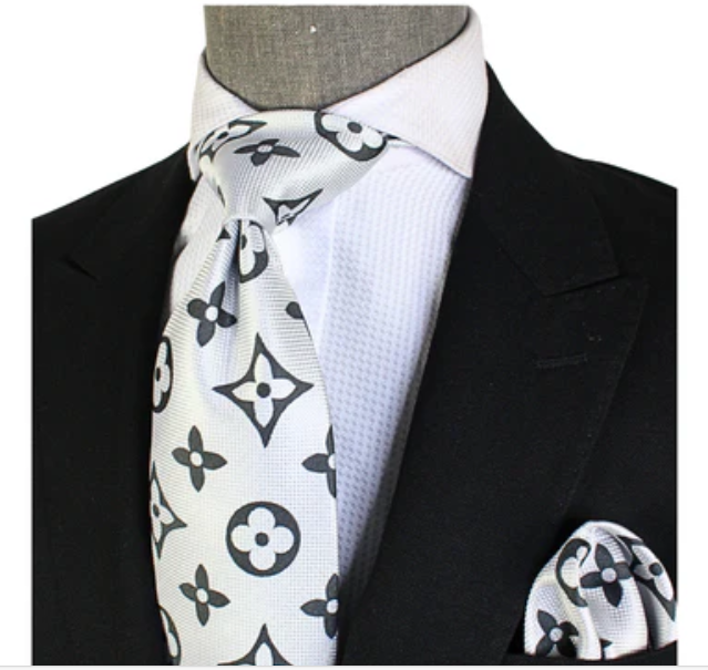 LV 1 | White & Black | Tie & Pocket Square