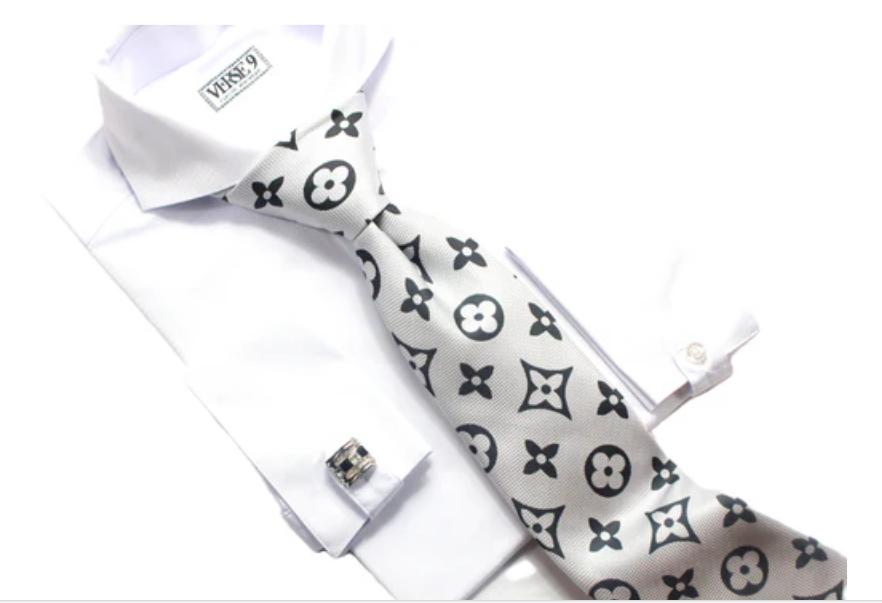 LV 1 | White & Black | Tie & Pocket Square