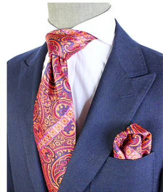 Krazy Paisley E1 | Navy Burnt Orange & Red | Tie & Pocket Square
