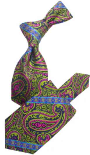 Krazy Paisley E10 | Midnight Navy Fushia & Lime | Tie & Pocket Square